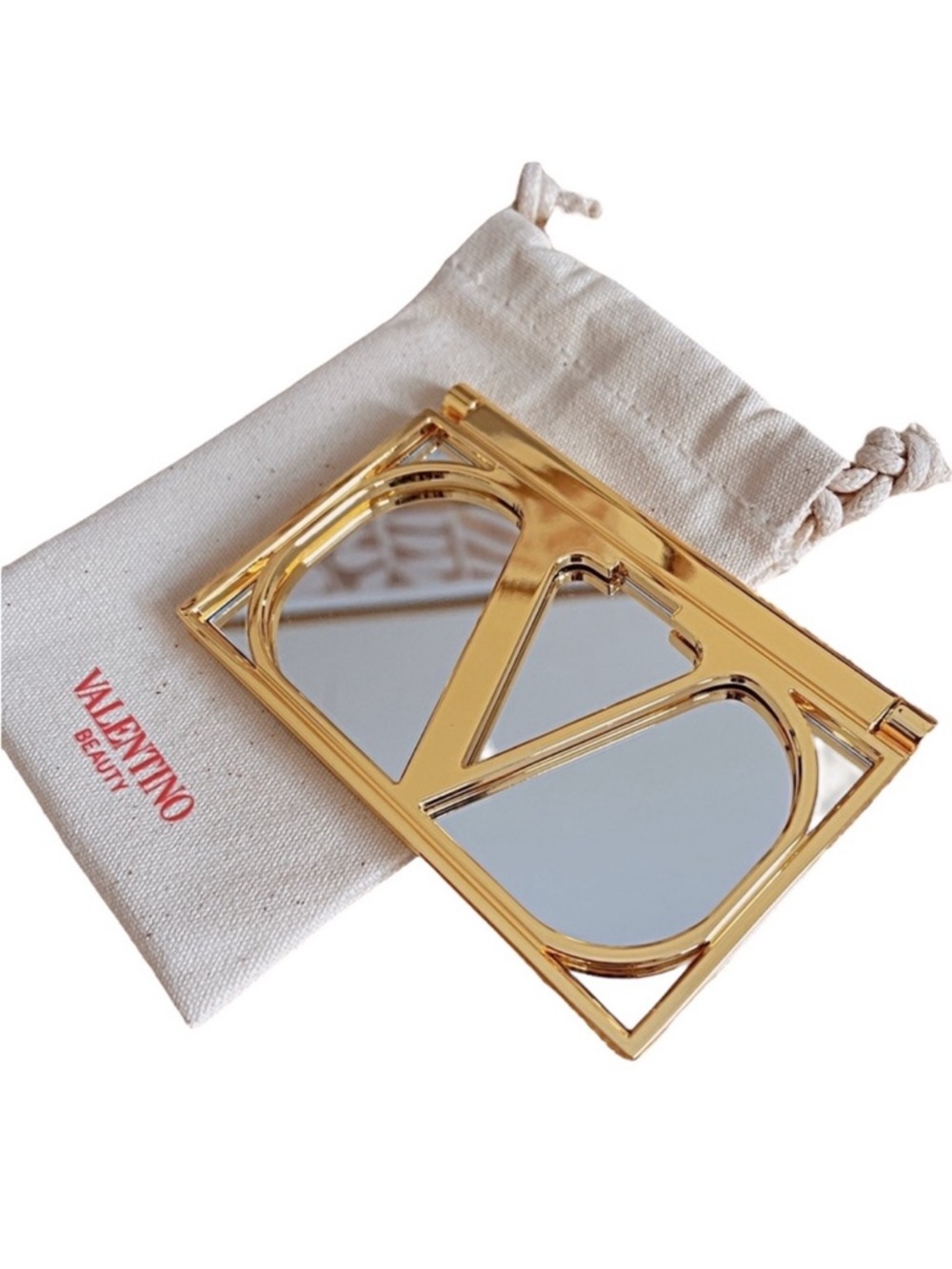 NWT VALENTINO compact mirror-w/dust bag-for lipstick/touch ups-purse/travel